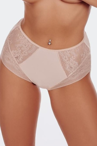 FUNNY DAY Fiamma Damen-Slip hoher Bund Mikrofaser Spitze Komfort beige