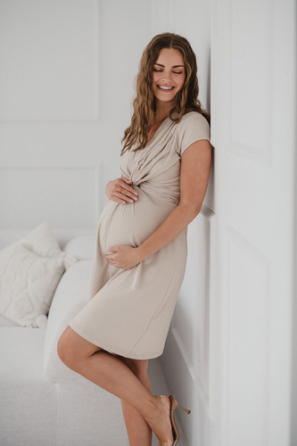 Loop Umstands- und Stillkleid, Kurzarm, Milk&Love, hellbeige