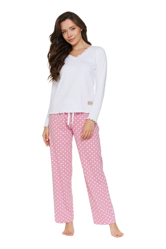 Damen-Pyjama Doctor Nap 7563 Hearts 100% Baumwolle Lang mit Taschen