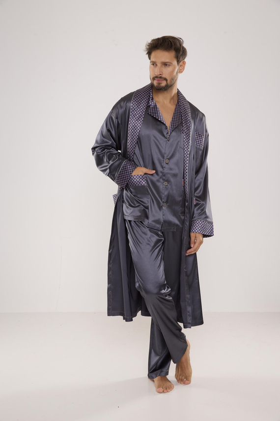 939 Pyjama für Männer aus grauem Satin