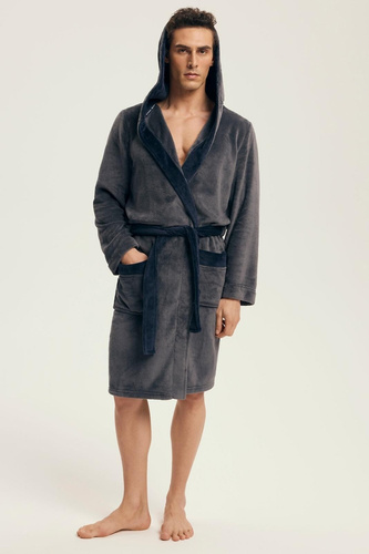 Henderson Herrenbademantel 43377 Natch Grey – Kapuze, warmer Stoff, Komfort und Eleganz