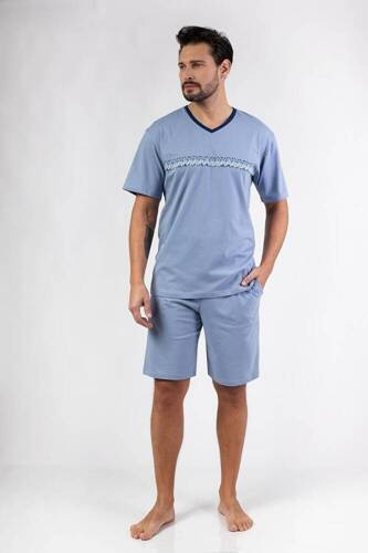 476 Regina Herrenpyjama – Blau