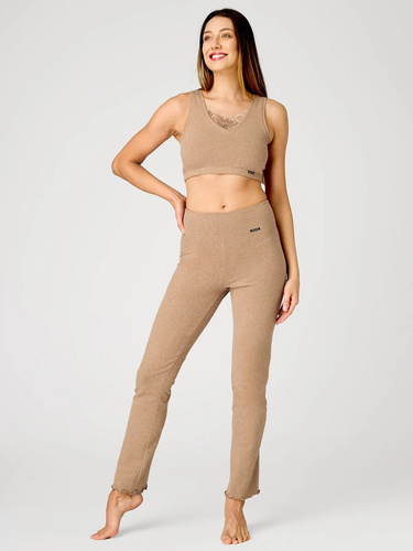 KEY Hot Touch LHE 729 5 beige warme Damenhose aus 95% Baumwolle mit geraden Beinen