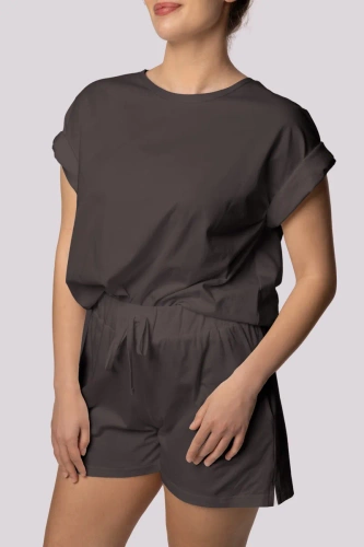 Bliss Kurzarm-Mona-Damenpyjama, Graphit