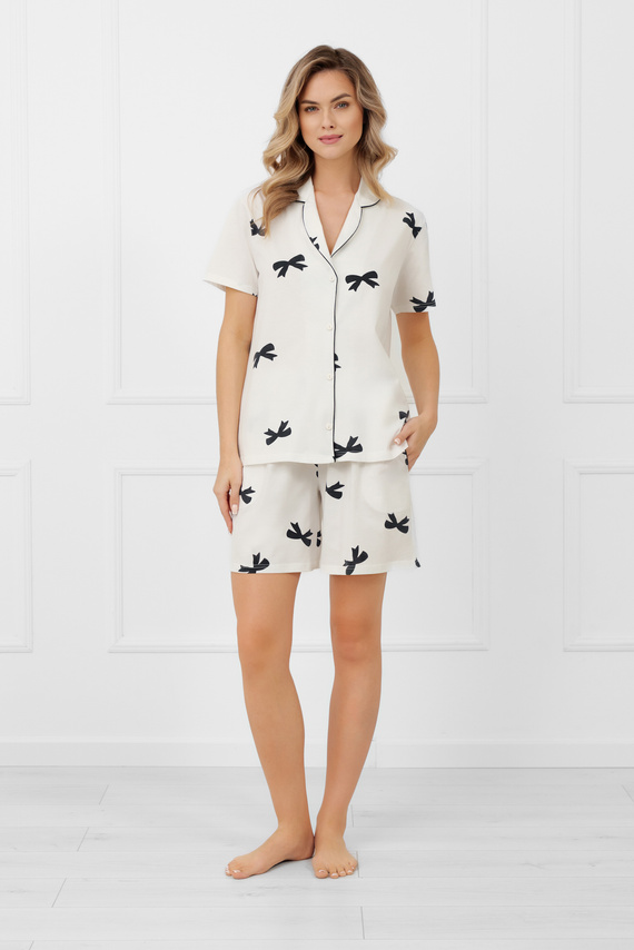 Fiocca Damen Schlafanzug Italian Fashion - Bio-Baumwolle, elegant 