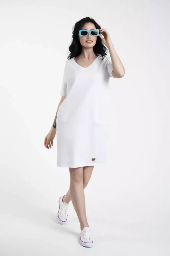 Karina Damen-Tunika mit kurzen Ärmeln Italian Fashion - weiß