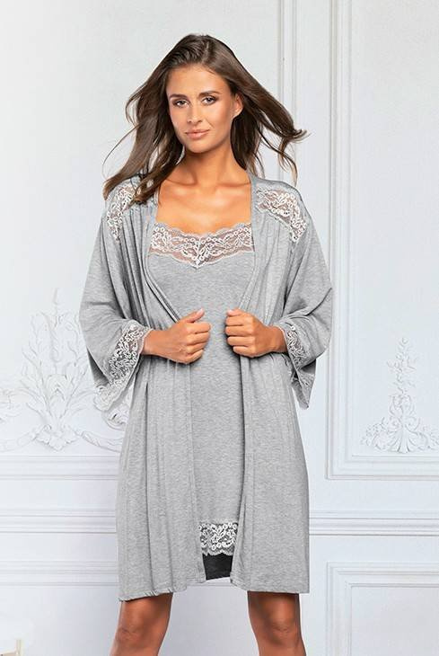 Samaria Robe Italian Fashion 3/4 Ärmel - grau