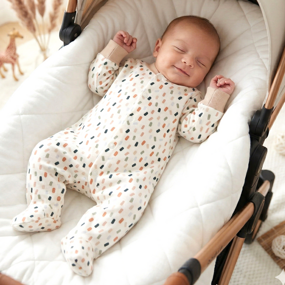 ABN-5326 Nini Strampler aus Bio-Baumwolle, Creme