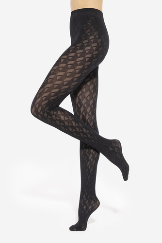 Loretta 155 Gatta Damenstrumpfhose – geometrisches Muster, 50 den, matt – Nero
