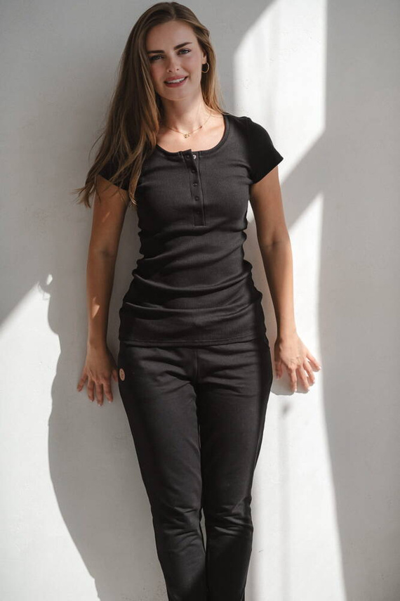 Tummy Umstands- und Stillbluse mit kurzen Ärmeln Milk&Love schwarz