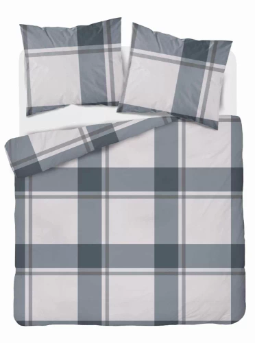 5218 Eine karierte Bettwäsche aus grauem Detexpol-Satin