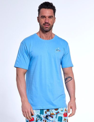 326/174 Travel Herrenpyjama Cornetteblau