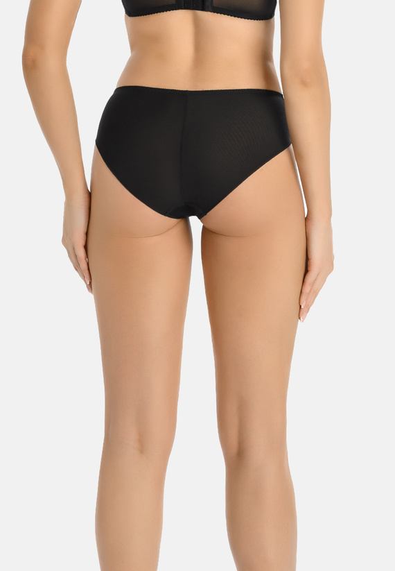 Schwarzer Damen-Slip Teyli 758 mit hohem Bund und doppeltem Netzstoff