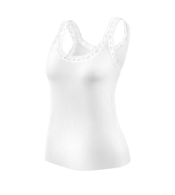 Damen Top Sesto Senso 6109 Spitze nahtlos elastisch bequem white