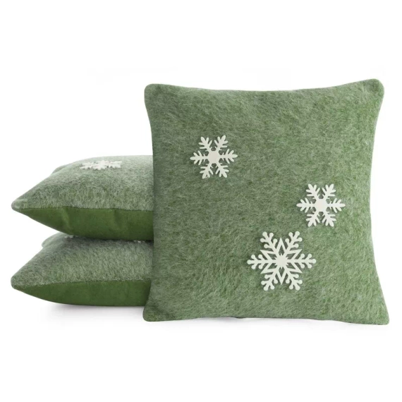 Chp 83 Weihnachts-Schneeflocken-Kissenbezug, Euro-Vorhänge, grün