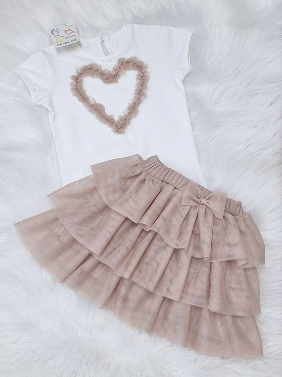 Beigefarbener Tüllrock von Mia Bambarillo