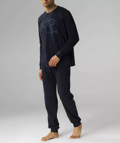 NMP-378 Herren-Langarmpyjama, Atlantik-Marineblau