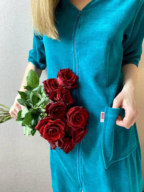 431 Velour Forex Damen Morgenmantel - grün