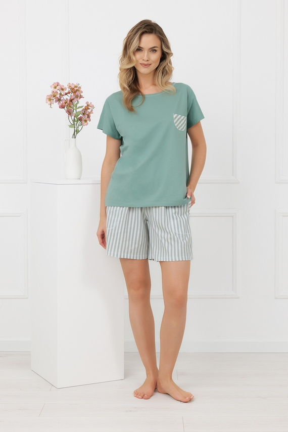 Damen Pyjama Faro Italian Fashion 100% Baumwolle kurzarm Shorts