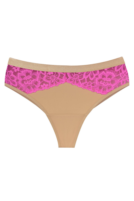 Mediolano Crazy Pink 19249 Damen Spitzen-Brazilianer Beige-Rosa