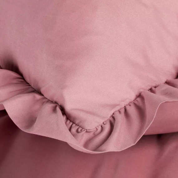 Eurofirany MI Mikrofaser-Bettwäsche mit Rüsche, weich, mit Reißverschluss, rosa