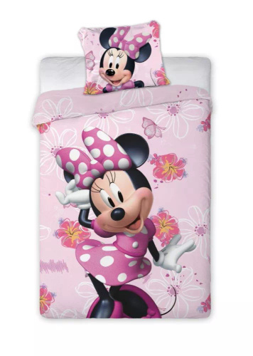 Minnie Mouse Rosa Baumwollbettwäsche Faro – 100 % Baumwolle, Disney-Set
