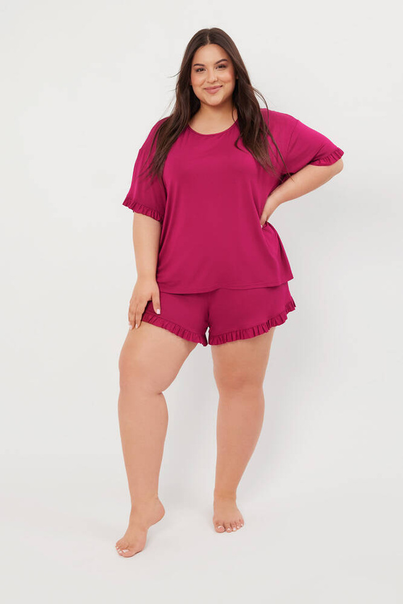 Style Damen Kurzarm-Pyjama, Shorts Italian Fashion - Wein 