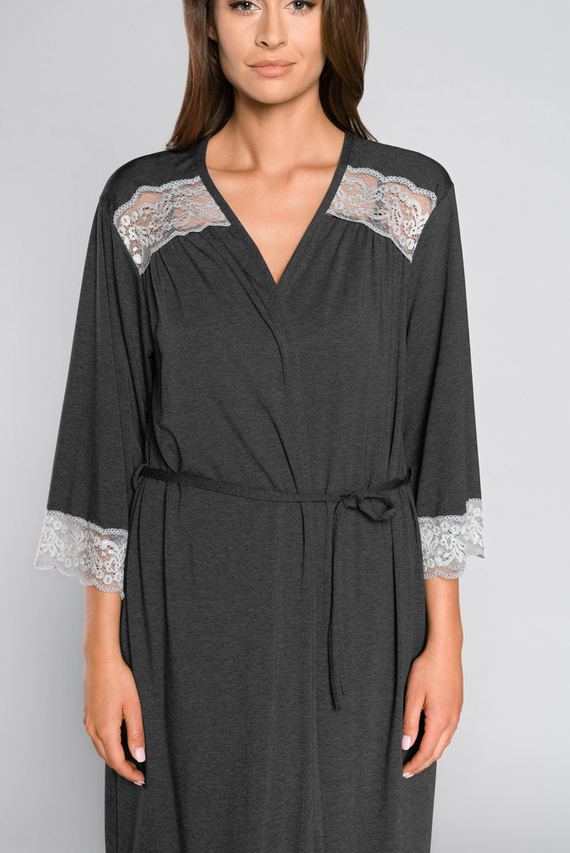 Sonata Damen Morgenmantel Italian Fashion dunkel melange