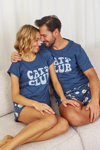 7204 „Cat Club“ Doctor Nap Herren-Pyjama – tiefblau