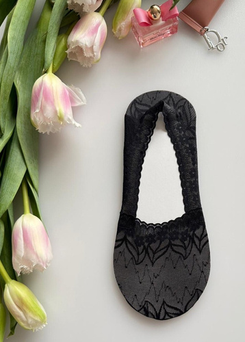 Damen Ballerina-Socken Magnetis Spitze mit Silikon – unsichtbare Füßlinge black