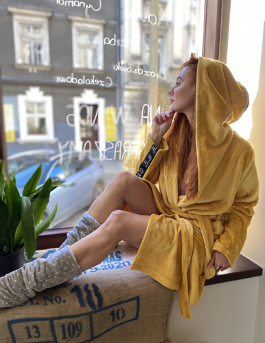 626 Abigail Damen Kurzer Morgenmantel Forex - Honig