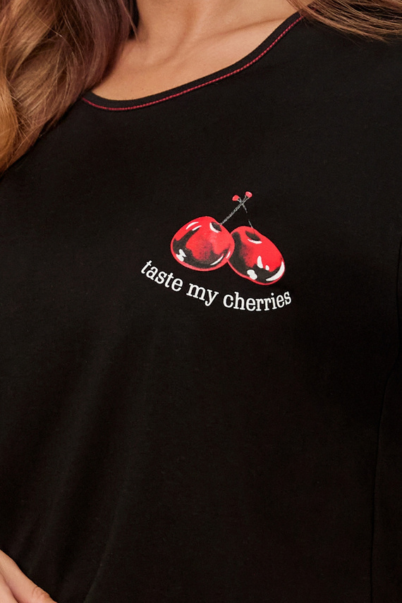 Cherry Damen Schlafanzug mit kurzen Ärmeln, kurze Hose Italian Fashion - schwarz/print 