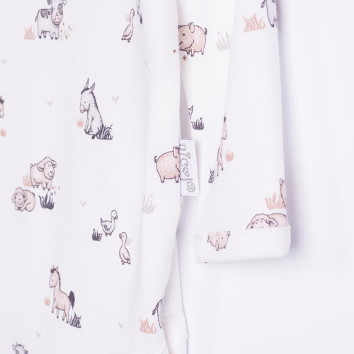 228095 Nicol FARMA Babybody mit langen Ärmeln aus Baumwolle, Tiermotive, Creme