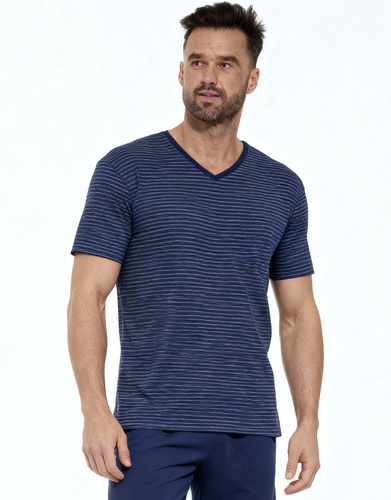 Herren-Pyjama Various Cornette 330/50– Baumwoll-Pyjama mit Streifen-T-Shirt und einfarbigen Shorts