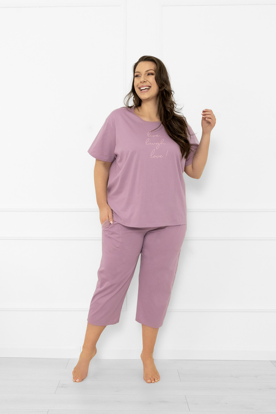 Damen Schlafanzug Ksara - kurzarm, Hose 3/4, Baumwolle Italian Fashion - heather 