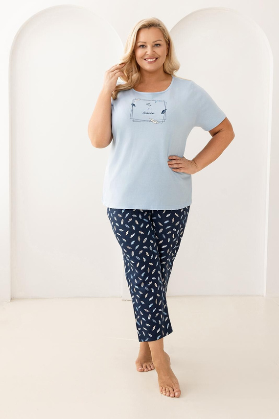 Nachtkleid 733 Regina – aus Baumwolle, mit kurzem Ärmel, Halbkragen, dekorativem Print | Komfort und Stil