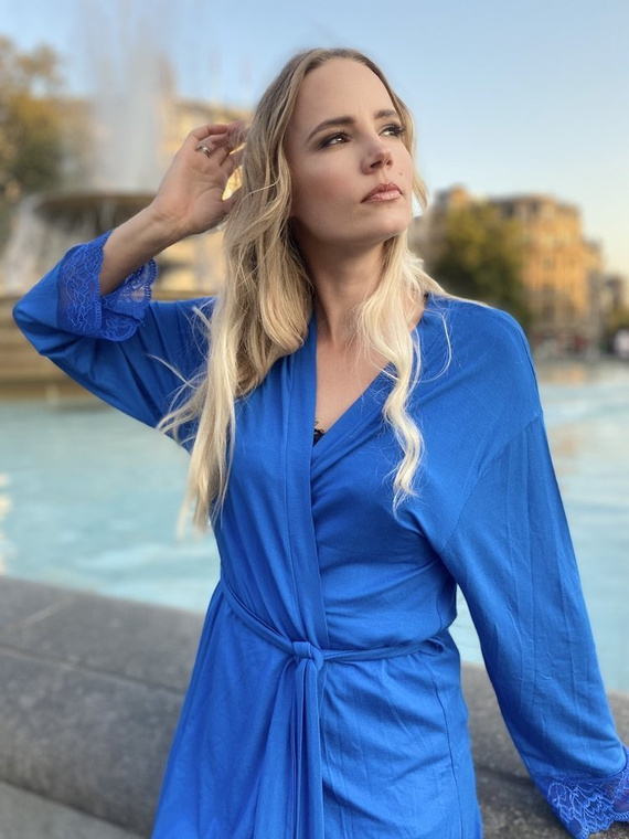 412 Dagmara Kurzer Morgenmantel für Damen Forex - Kornblume