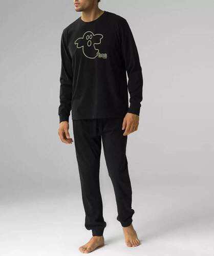 NMP-378 Herren-Langarm-Pyjama, Atlantic-Schwarz