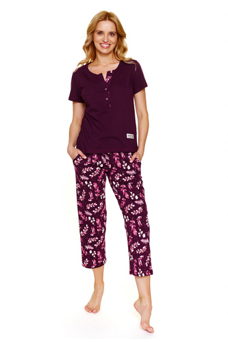 Doctor Nap 7267 – Baumwollpyjama für Damen in großen Größen | Polnische Produktion, 100 % Baumwolle – Burgunderrot