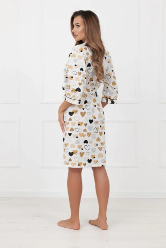 Damen Bademantel Soreno Italian Fashion – Baumwolle, 3/4-Arm, Bindegürtel