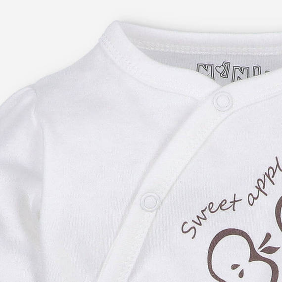 ABN-5292/ECR Happy Apples Nini Umschlag-Body aus ecrufarbener Bio-Baumwolle