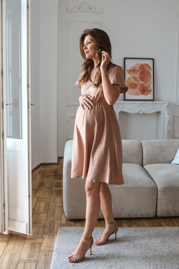 Milk & Love Lovely Dress Umstands- und Stillkleid aus Viskose in Beige