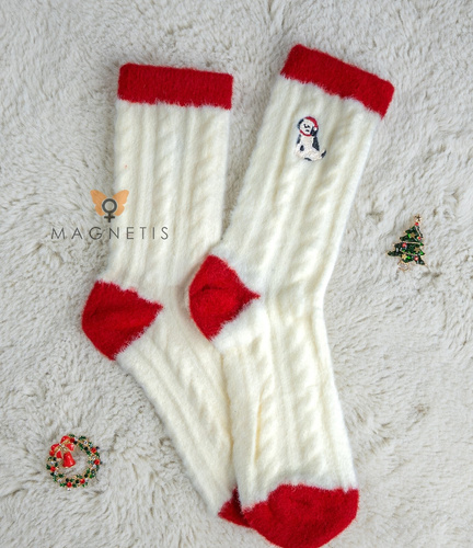 Magnetis YN5034 Damensocken, Hund – Baumwolle, Weihnachten mit dekorativer Stickerei