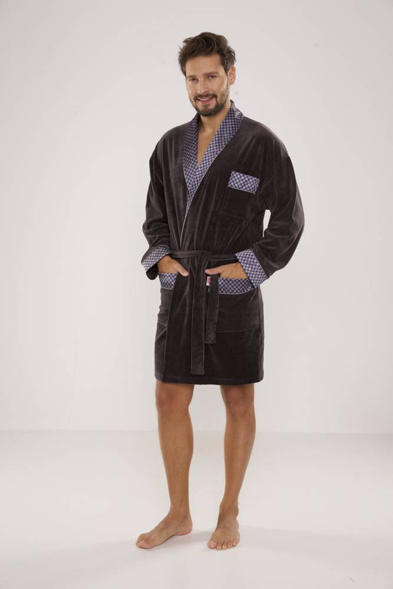 772 Bonjour Herren-Forex-Bademantel - graphit