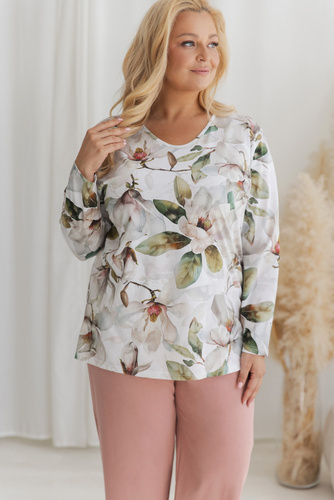 Damen-Pyjama Taro 3652 Denisa 100% Baumwolle Lange Hose V-Ausschnitt