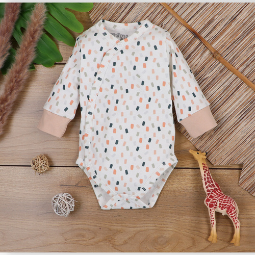 ABN-5321/KRE Nini Umschlag-Body aus Bio-Baumwolle, Creme