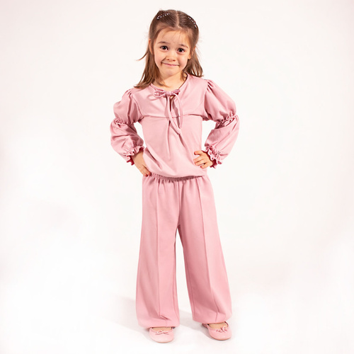 Mädchenbluse Nicol 220140 rosa Baumwolle elegant mit Schleife