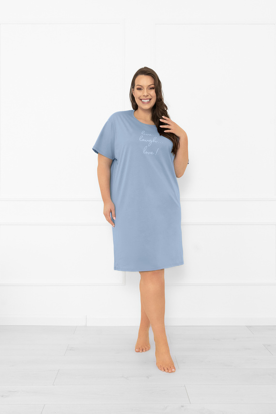 Damen Nachthemd Ksara - kurze Ärmel, Baumwolle Italian Fashion - steel