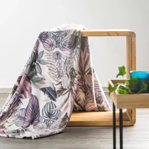 Davos 2 Decke Tagesdecke Blätter Eurofirany lila grau