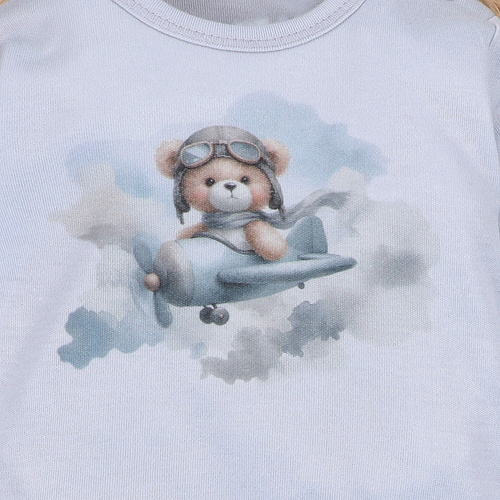 NINI ABN-5746/JSZ Babybody für Säuglinge 100% Bambus Baby Bear Pilot mit Druckknöpfen